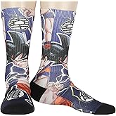Dragon Ball Z Men's Goku Fighting Stance Design Sublimated Adult Novelty Mid-Rise Crew Socks Fits Shoe Size 8-12