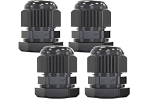 MGI SpeedWare 3/4" NPT Strain Relief Nylon Cord Grip Cable Glands, Black Plastic Grommet 4-Pack