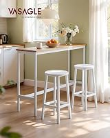 VASAGLE Bar Stool Set of 2 Round Chair High Kitchen Seat 65 cm view 2