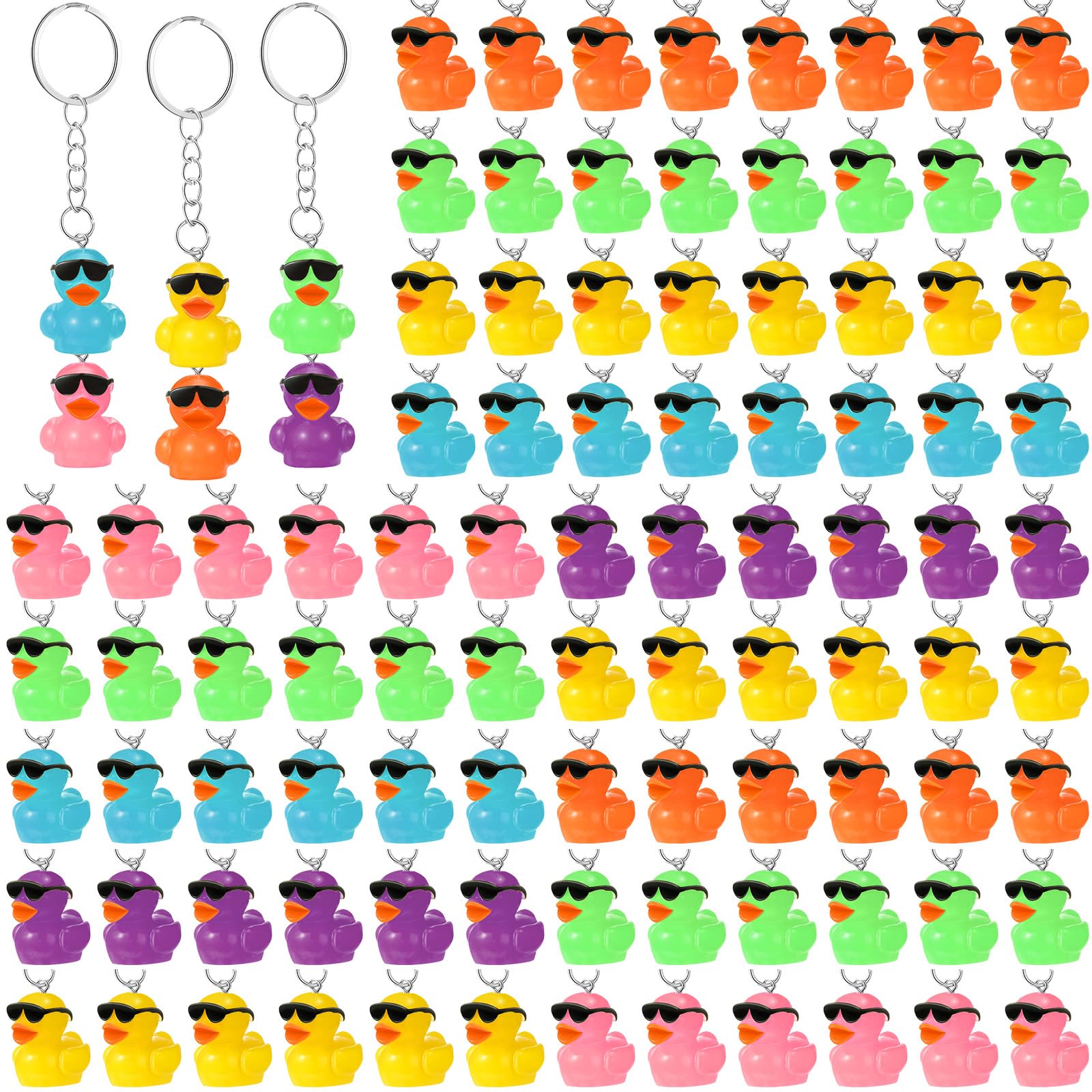 100 Pcs Duck Keychains Miniature Duck Party Favors