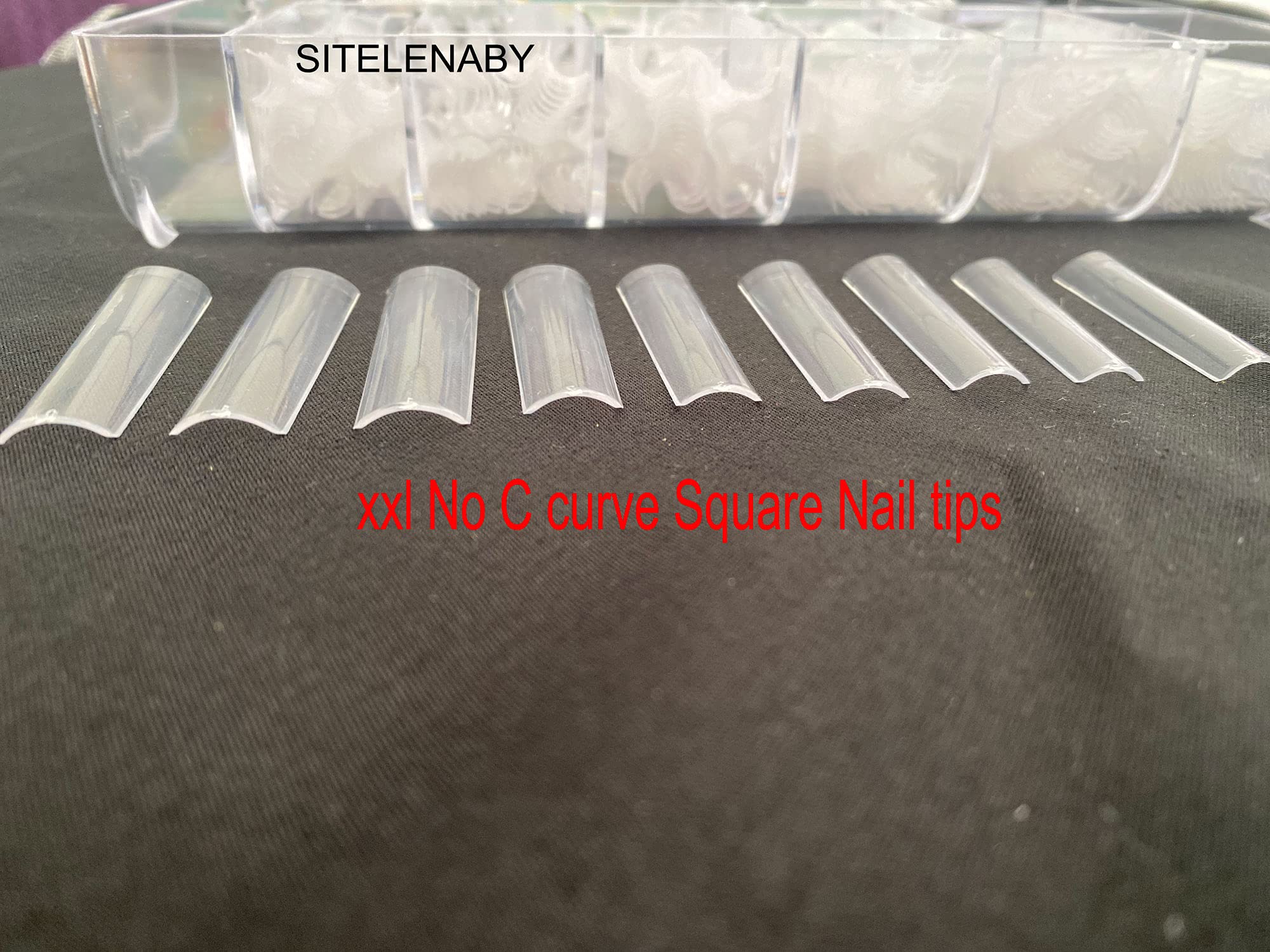 No C Curve XXL Square Nail Tips-Clear Acrylic Nails Square Shape Nail Tips SITELENABY 500 pcs Flattened Half Cover False Nails for Nail Salons and DIY French ABS Nail Tips (xxl Long Sqare No c curve) - Image 2