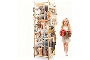 Stuffed Animal Zoo, Wooden Plush Zoo Toys Holder Storage Cage, Vertical Stuffed Animals Storage Organizer for Plush Toys, Dol