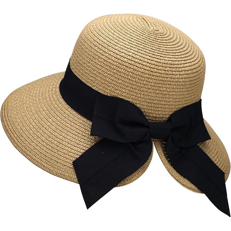 KXF Chapeau De Soleil Pour Femme - Chapeau De Plage D'été à Large Bord Avec Mentonnière - Chapeau Cloche Pliable Pour Voyage - Protection Solaire, Beige, Petit / Moyen - 6