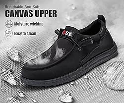 LARNMERN Steel Toe Loafers Women Slip On Canvas