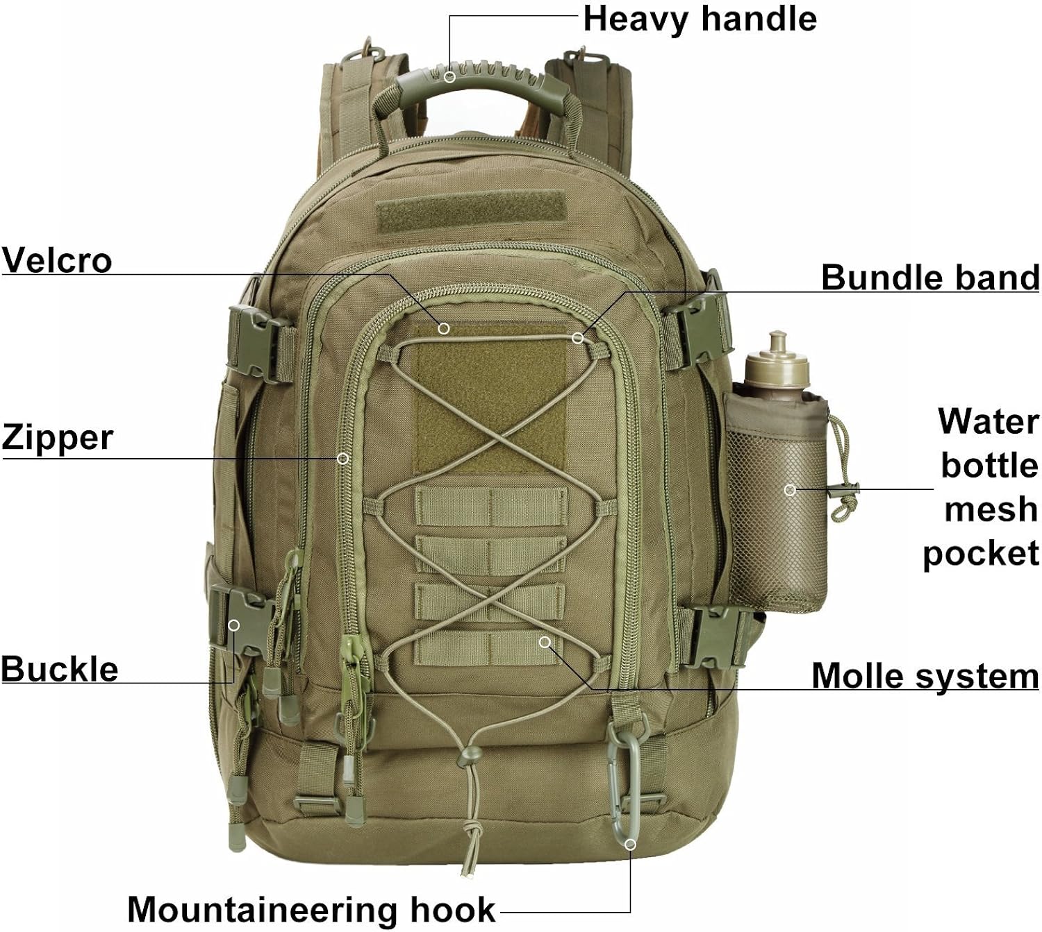 ARMYCAMOUSA 40L Outdoor Expandable Tactical Backpack Military Sport Camping Hiking Trekking Bag (OD Green 08001A) : Sports & Outdoors