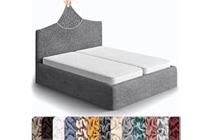 PAULATO BY GA.I.CO. Bed Headboard & Frame Cover - Head Board Covers - Soft Polyester Fabric Cover - 1-Piece Form Fit Stretch Furniture Slipcover - Microfibra Collection - Dark Grey (Queen)