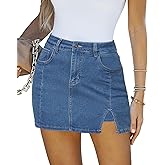 LookbookStore Jean Skorts for Woman High Waisted Casual Stretchy Denim Skirt Side Split Mini Skirts with Shorts Skort