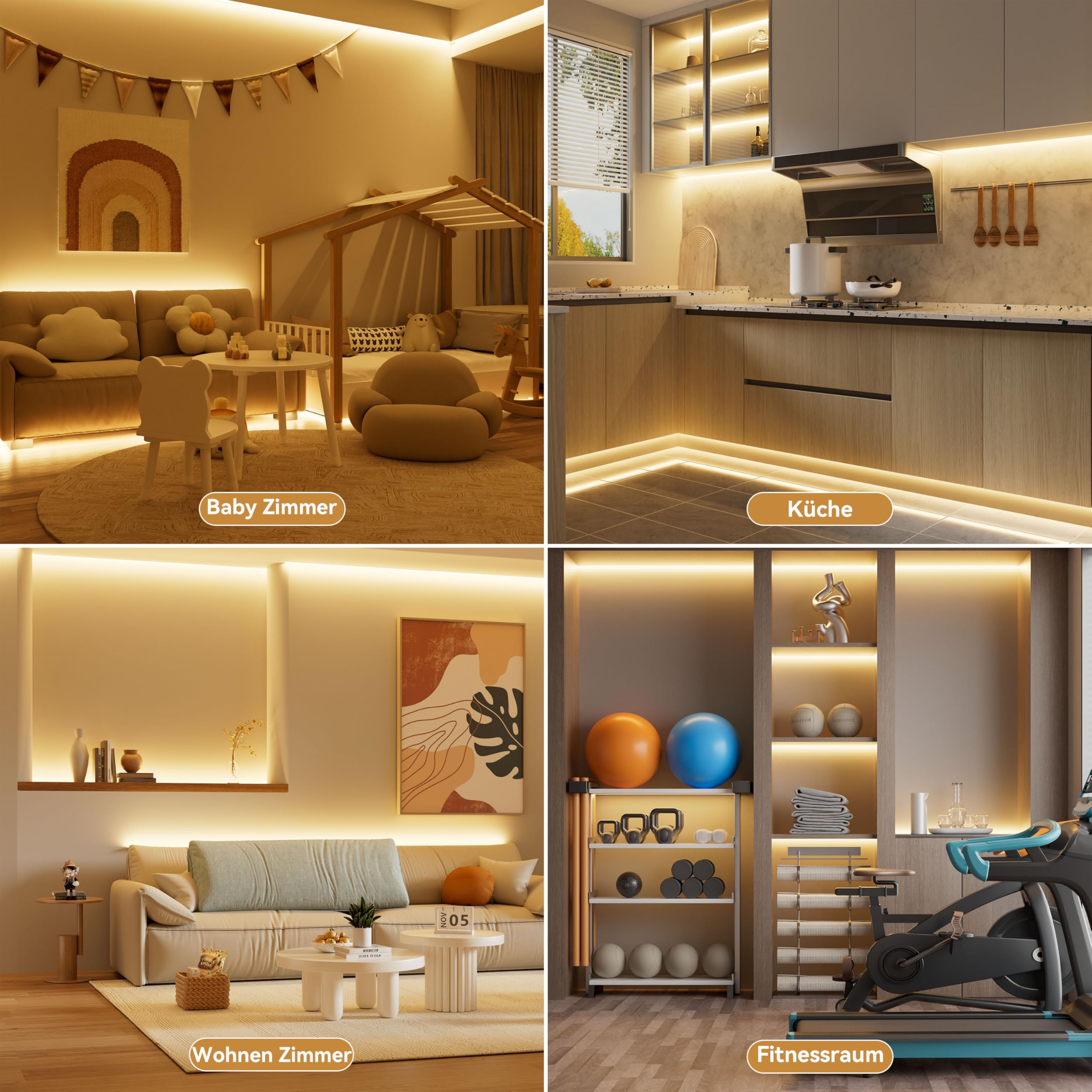 PAUTIX COB LED Streifen 2700K Warmweiss 5M,480LEDs/M Dimmbar 24V Weiß LED Streifen Licht Set mit RF Fernbedienung und Netzteil,CRI93+ Hell Unterbauleuchte für Home DIY Dekoration Timerfunktion. 7
