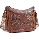 VIMUTI Crossbody Bags for Women,Vegan Leather Crossbody Purse with Adjustable Strap Embossed Flower Women's Shoulder Handbags | Medium, Trendy, Multi Pocket, Hobo Purse, Wide Guitar Strap, Lightweight