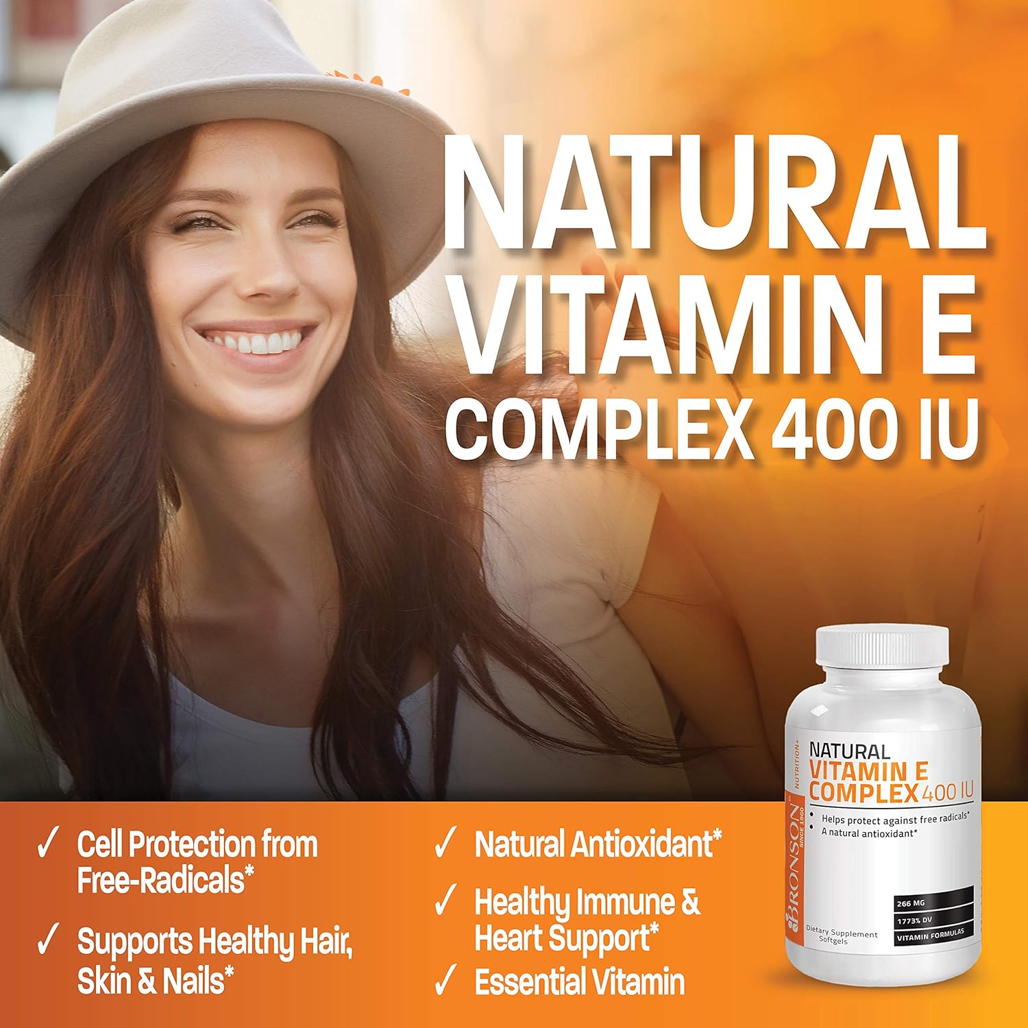 Natural Vitamin E Complex Supplement 400 I.U. (80 DAlpha Tocopherol
