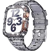 ANCOOL Compatible with Apple Watch Clear Band 41mm 40mm 38mm for Women Men, Crystal Bands with Bumper Case for iWatch Series 9 8 7 SE 6 5 4 3 2 1, Glitter Black