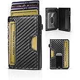 gliship Mens Wallet Card Holder, Wallet for Men, Mens Wallet Minimalist Slim Wallet, RFID Blocking Pop up Wallet ID Window Money Clip, Aluminum Credit Card Holder Genuine Leather 12 Card Capacity