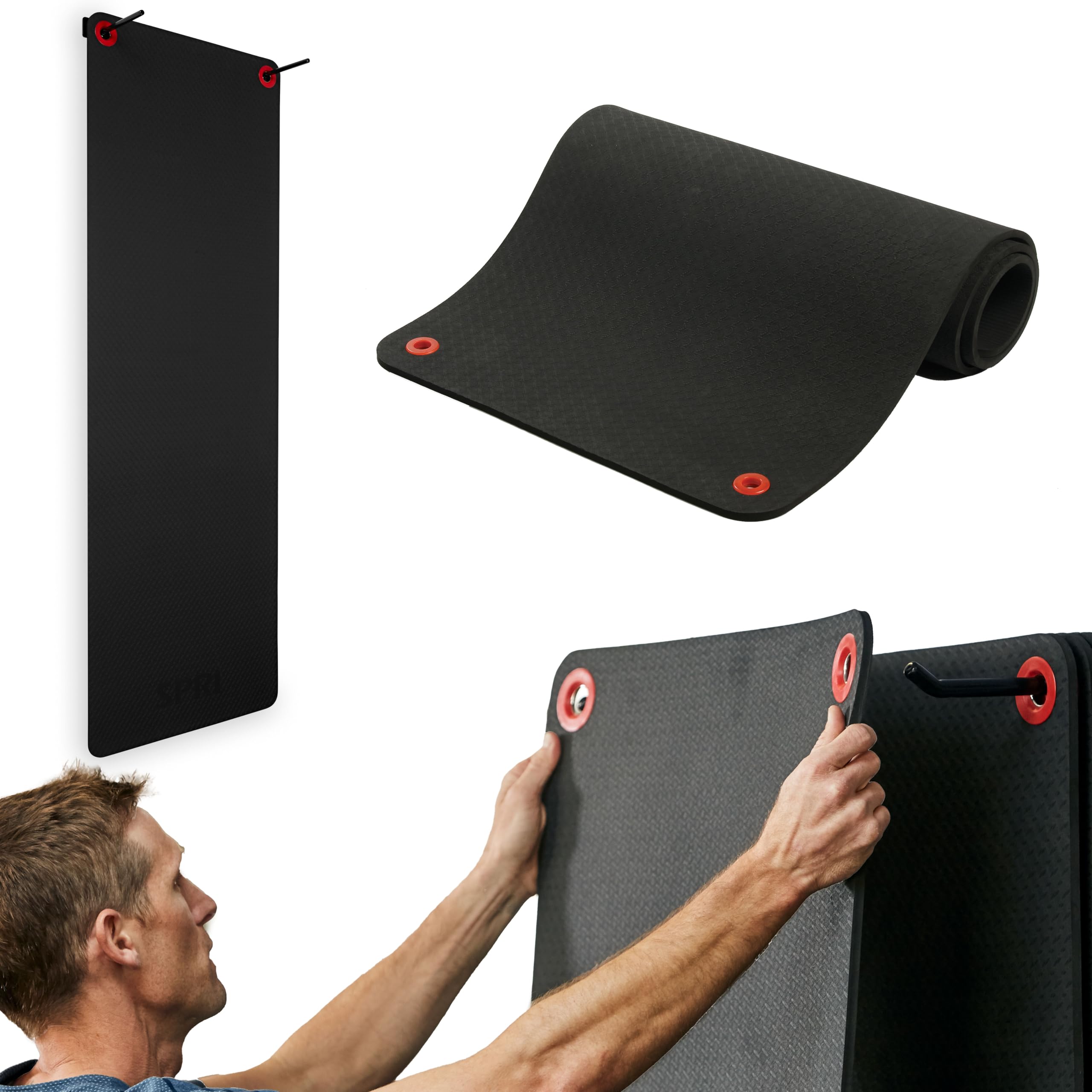 Photo 1 of SPRI Hanging Exercise Mat, Fitness & Yoga Mat for Group Fitness Classes, Commercial Grade Quality with Reinforced Holes, 71"L x 23"W x 5/8" Thick