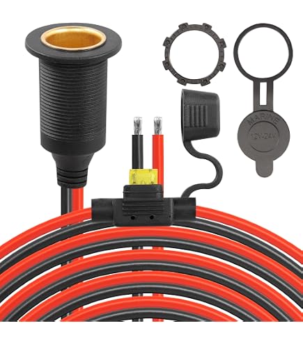 Câble Allume-Cigare Vers Borne Oeillet 6mm - 3M Avec Fusible 20A, Pour Pompe à Air, Onduleur, Charge DC 12V-24V