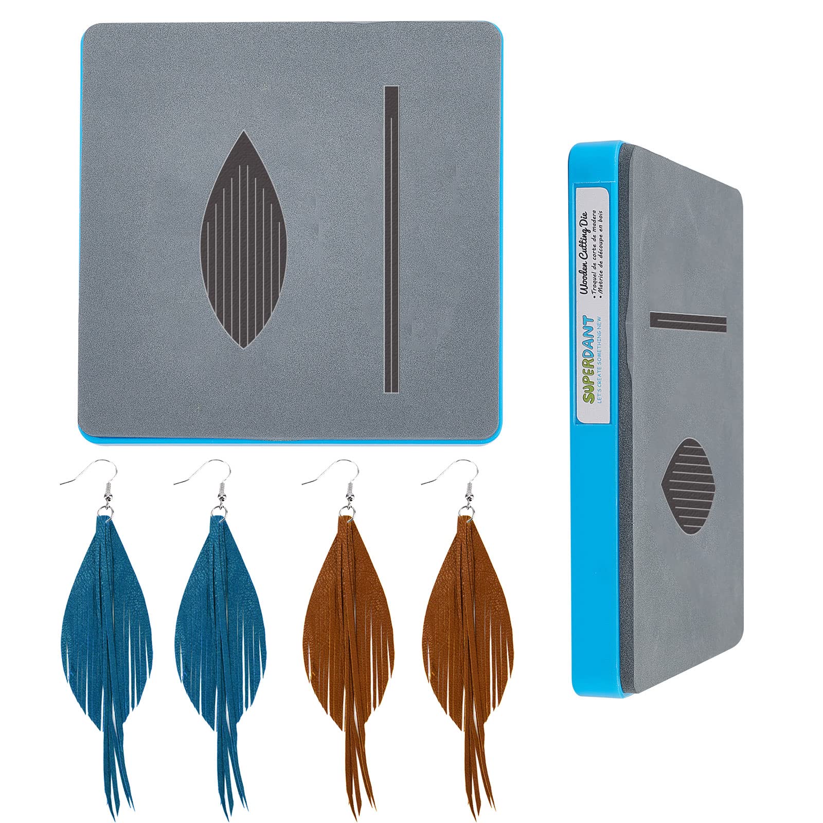 SUPERDANT Wooden Die Cutting Feather Tassel Leather Cutting Dies Earrings Die Cut DIY Leather Craft Wood Cutting Machine Faux Leather Dangle Drop Earrings for Women Girls Jewelry Keychain Gifts