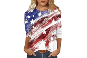 SLQDGMRYZ 3/4 Length Sleeve Womens Tops Casual Loose Fit Crewneck T Shirts Cute Solid Three Quarter Length Tunic Tops