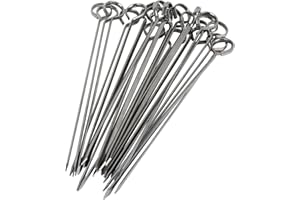 Blue Donuts 24 Pack Kabob Skewers for Grilling 8 Inch - BBQ Grill Grilling Accessories, Stainless Steel, Pack of 24