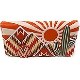 Shag Wear Cactus Southwest Desert Sunset Large Wallet for Women and Teen Girls Faux Vegan Leather 7" Orange