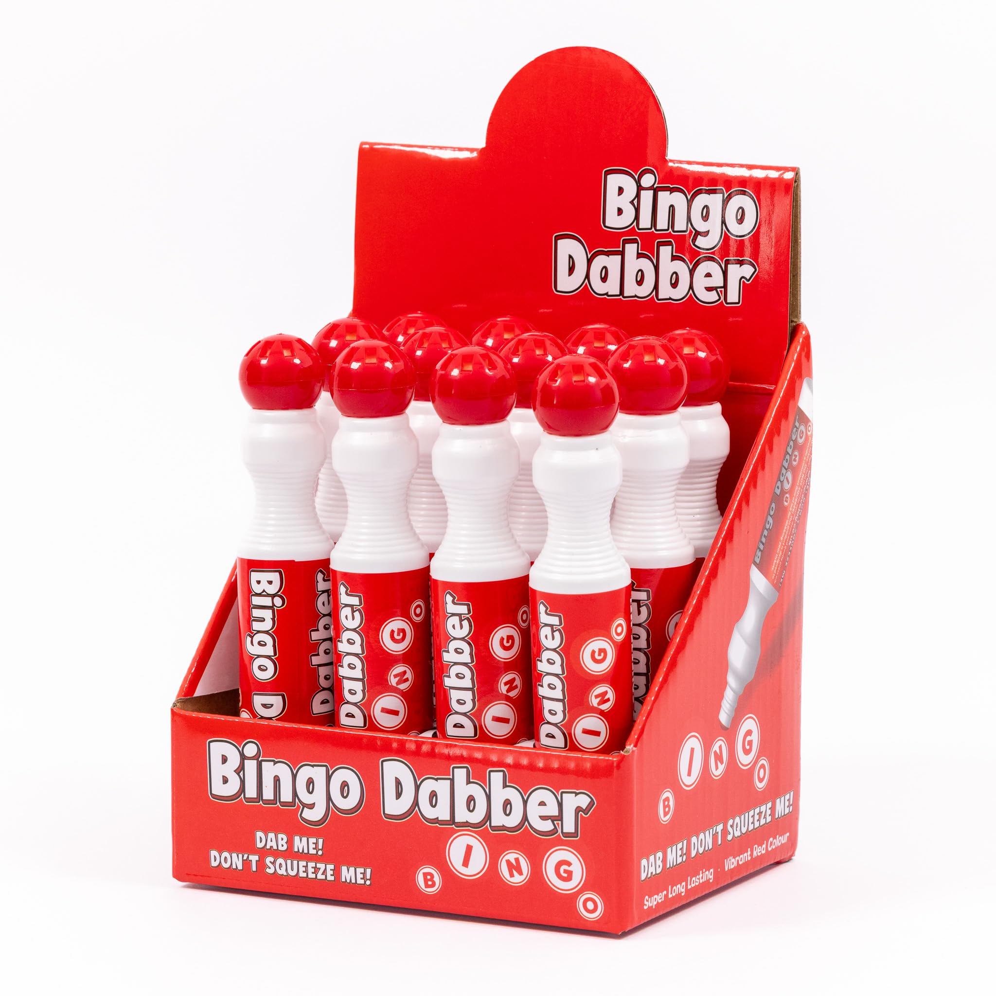 evelay Bingo Dabbers Pack of 12 - Large Non-Drip Felt Tip Bingo Markers - Multicolour Ticket Dobbers with Long-Lasting Ink for Bingo Games (Red) — image 1