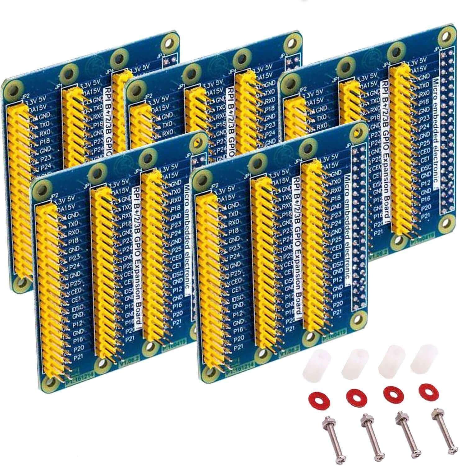 AZDelivery 5 x GPIO Extension Board for Raspberry Pi 1A+, 2B, 3B, 3B+, 3A+ with Practical Labeling and Triple Pins, Includes E-Book