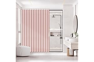 AJAZZ Acordion Shower Curtain Magnetic Folding Shower Curtains Fabric Polyester Waterproof Shower Curtains Suitable for Family Hotel Homestay Bathroom (Pink,77" W x 72" L) 1 Panel