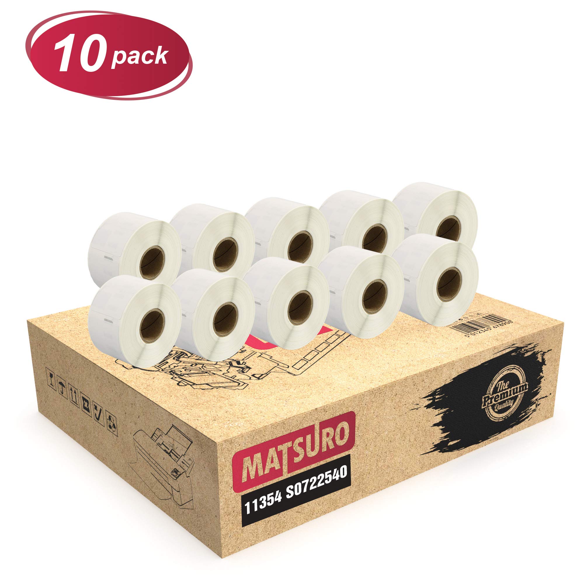 Matsuro Original | Compatible Label Rolls Replacement for DYMO 11354 S0722540 (57 mm x 32 mm | 1000 Labels per Roll | 10 Pack)