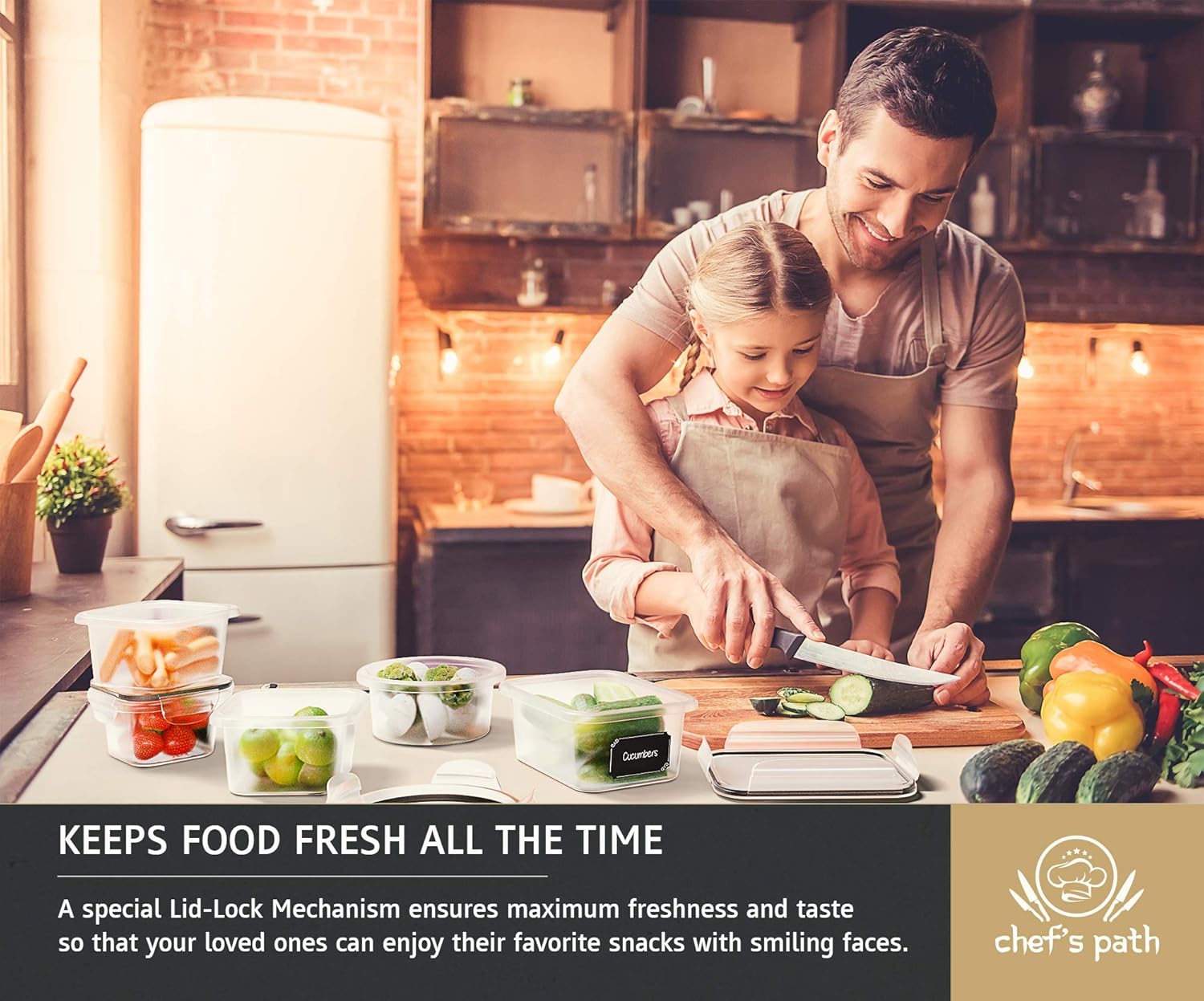 Food Storage Containers Set - Airtight Plastic Containers with Easy Snap Lids (16 Pack) - Leak Proof Kitchen & Pantry Organization - BPA-Free - 16 Chalkboard Labels & Marker - Chef’s Path: Kitchen & Dining