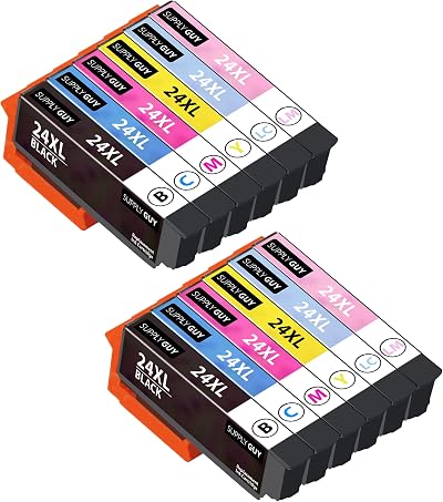 Supply Guy 12 Compatible Ink Cartridges for Epson 24XL Expression Photo XP