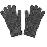 Embouro 100% Cashmere Men's Gloves, Knitted Ultra Soft Pure Cashmere Gloves with Ribbed Cuffed