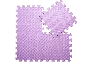 Coolcandy EVA Foam Play Mat, 16 Tiles Colorful Baby Play Mat, Square Kids Playmat with Solid Colored, 0.4" Thickened Interlocking Foam Floor Tiles, Puzzle Play Mat for Baby Lying, Playing (Purple)