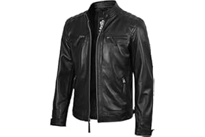 Blingsoul Leather Jacket Men - Quilted Cafe Racer Leather Jackets For Men