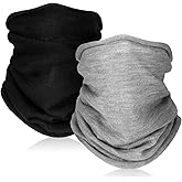 Bonucci 2 Pcs 100% Merino Wool Winter Neck Scarf Gaiter for Women Men Warmer Face Mask Headwear Breathable Windproof Multifunctional for Skiing Cycling Running