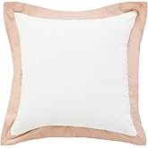 LR Home Rosé Empire Bordered Throw Pillow, 20" x 20", White/Dusty Pink