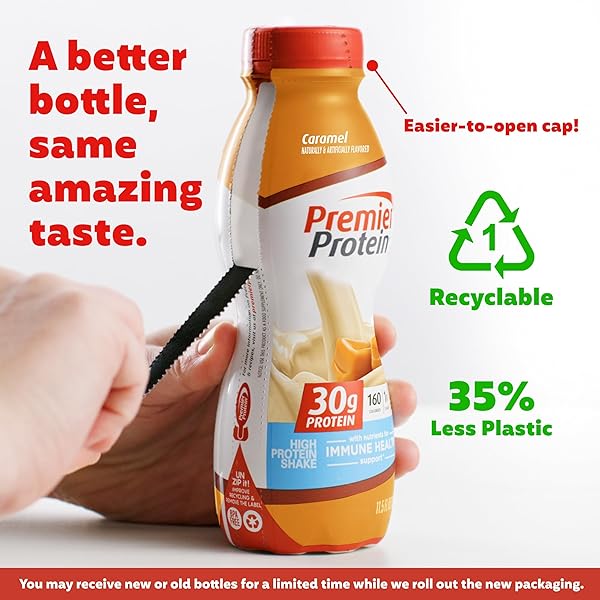 PREMIER PROTEIN SHAKE, CARAMEL, 30G PROTEIN, NO ADDED SUGAR, 24 VITAMINS & MINERALS TO SUPPORT IMMUNE HEALTH, 11.5 FL OZ, 6 PACK