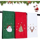 JUXINGDAZYF 3 Pcs Christmas Hand Towels for Bathroom, 100% Cotton Soft Absorbent Christmas Kitchen Towels, Embroidery Christmas Decorations Towel for Holiday, Kitchen, Gift (15 x 23 Inch)