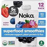 Noka Organic Superfood Smoothie Pouches, Super Berry + Immune Support 12pk | Vitamin C, Flax Seed, Organic Plant Protein, No Added Sugar, Vegan, Gluten Free, Healthy Snacks, Shelf Stable
