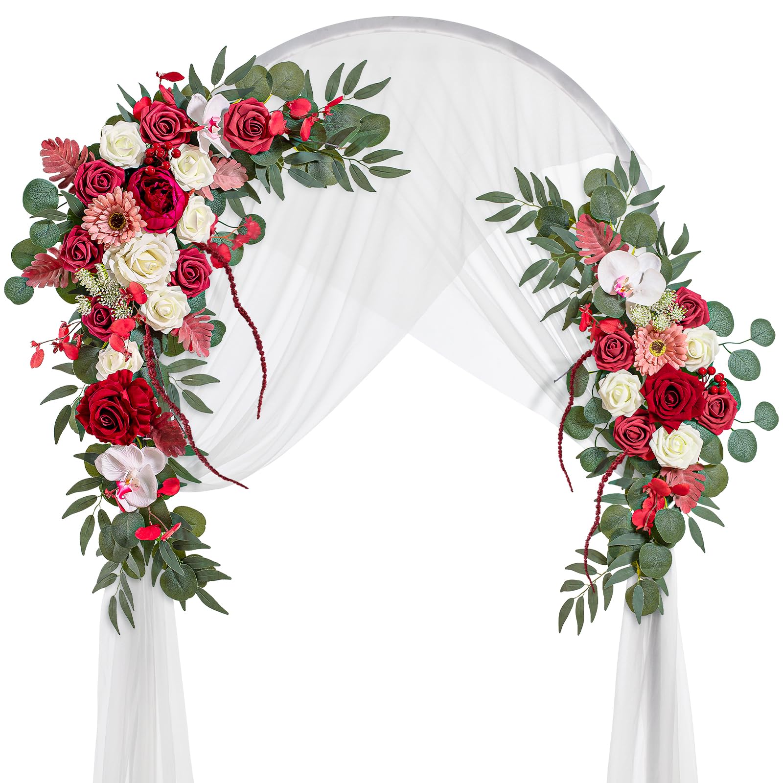 Photo 1 of *MINOR DAMAGE - USED*
Lisuun Wedding Arch Flowers, Artificial Flowers for Decoration, 2pcs Flower Swag and 1 pcs Semi-Sheer Chiffon Table Runner Swag for Beautiful Dream Wedding Ceremony Floral Decor - Pack of 3