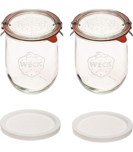 Weck PacknWood 6-Piece Bokocook Jars - 28.7oz Glass Preserving Jars With Lids 5.9" Height