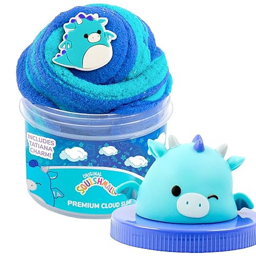 Squishmallows Tatiana The Dragon Premium Fluffy Slime, Blue Raspberry Scented, 3 Fun Add Ins, 8 oz. Soft Sludge Toy for Kids, 6+
