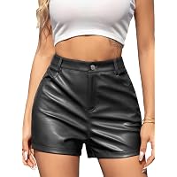 Amazon.com: Zebaexf Women High Waist Short Faux Leather Look