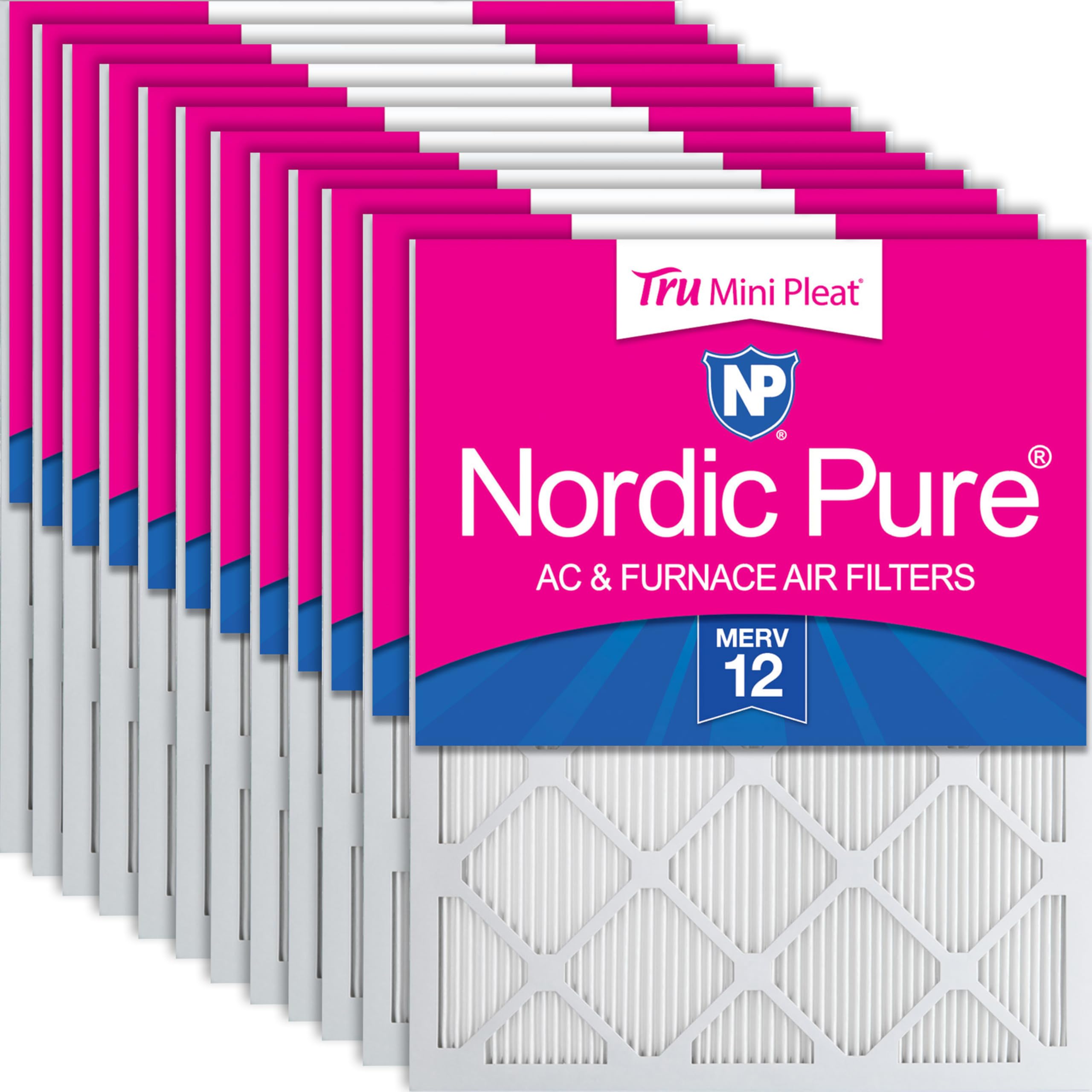 Nordic Pure 18x24x1 (Actual Size: 17 1/2 x 23 1/2 x 3/4) Tru Mini Pleat MERV 12 AC Furnace Air Filters – 2.5X More Media for Longer-Lasting, High-Efficiency Filtration - 12 Pack Image Nordic Pure 18x24x1 (Actual Size: 17 1/2 x 23 1/2 x 3/4) Tru Mini Pleat MERV 12 AC Furnace Air Filters – 2.5X More Media for Longer-Lasting, High-Efficiency Filtration - 12 Pack Image