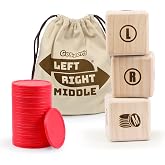 GoSports Left Right Middle Giant Dice Game - Foam or Wood Dice - 3.5" for Indoor/Outdoor Play