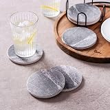 LIFVER Coasters Set of 6 Grey Ceramic Coasters with Holder 4.0 in view 6