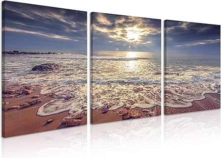 Cufun Art Lot De 3 Impressions Sur Toile De Plage Plage Et