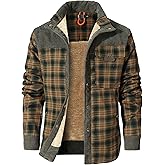 Zaitun Men's Sherpa Lined Flannel Corduroy Plaid Shirt Long Sleeve Button Up Jacket Fleece Coat For Men With Pocket