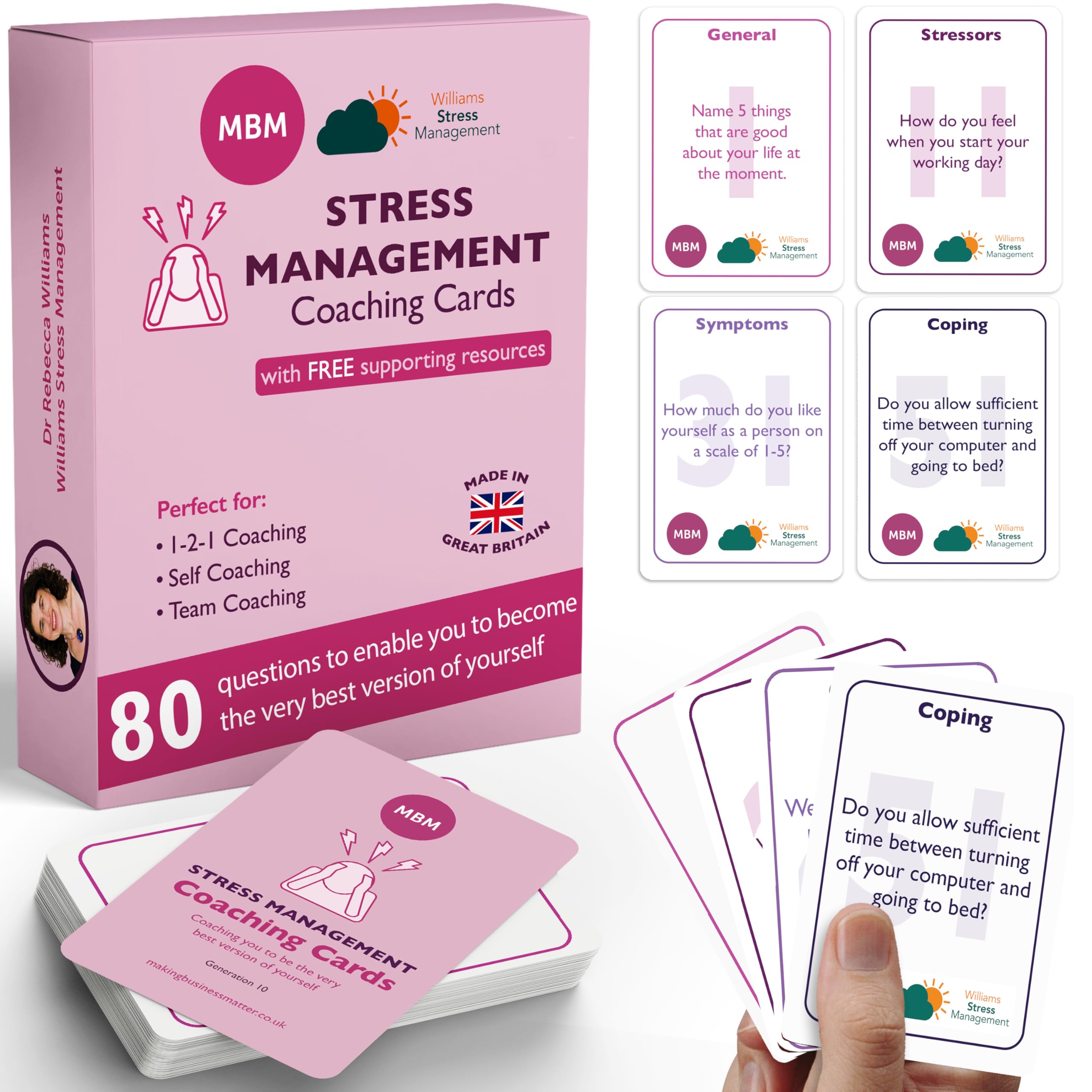 MBM 80 Stress Coaching Cards – Mindfulness Flash Cards & Stress Reduction Techniques for The Workplace | Emotional Intelligence Tools & Coach Gifts for Leaders and Teams
