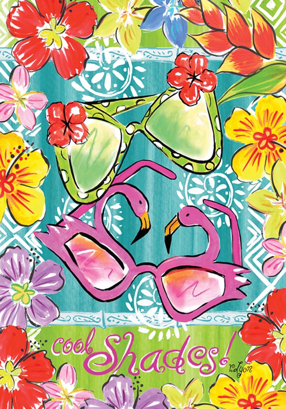 Toland Home Garden Aloha Sunglasses 12.5 x 18 Inch Decorative Colorful Flower Tropical Summer Shades Garden Flag