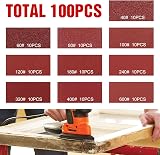 KONGMING 100 Pcs Mouse Sander Pads 11 Hole Grit 40 60 80 100 120 180 240 320 view 3