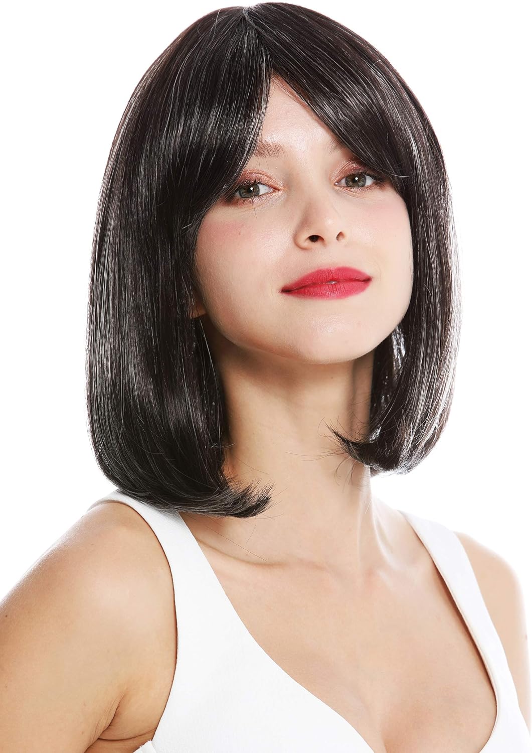 WIG ME UP - VK-3-4H101 quality women's wig short shoulder length long bob sleek Balayage dark brown grey highlights highlighted - Image 4