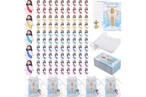 Barydat 75 Sets Easter Tiny Jesus Toys,75 Mini Jesus Figurines with 75 Prayer Scripture Cards and Bags Little Religious Gift for Christian Church Mother's Day Sunday School Party(Multicolor)
